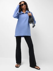 Sweaty Betty Faded Blue Tranquil Rib Half Zip Longline Sweatshirt - Image 1 of 6