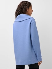 Sweaty Betty Faded Blue Tranquil Rib Half Zip Longline Sweatshirt - Image 2 of 6