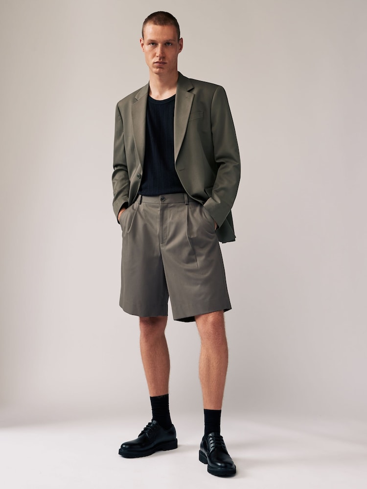 Sage Green Relaxed Fit EDIT Slouchy Style Suit Jacket - Image 2 of 10
