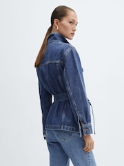 Mango Blue Denim Jacket With Belt - Image 2 of 7