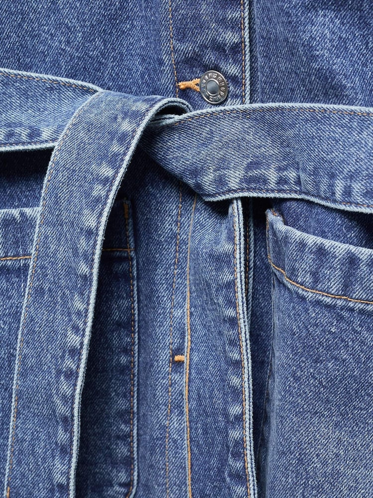 Mango Blue Denim Jacket With Belt - Image 7 of 7
