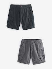 Navy/Grey 100% Cotton Cargo Shorts 2 Pack - Image 1 of 10