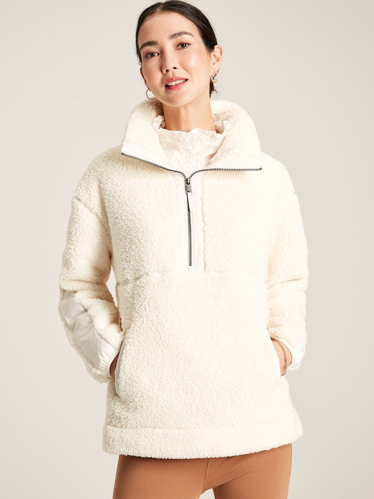 Joules Tilly Cream Half Zip Borg Fleece - Image 1 of 8