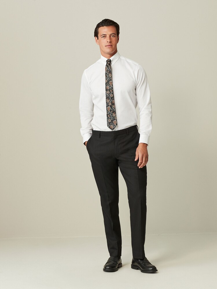Black Tailored Wool Donegal Tuxedo Suit Trousers - Image 2 of 10