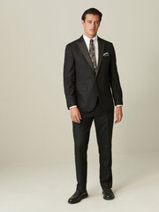 Black Tailored Wool Donegal Tuxedo Suit Trousers - Image 4 of 10