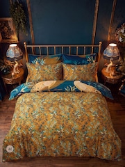Joe Browns Blue Gilded Peacocks Cotton Sateen Reversible Duvet Set - Image 2 of 6