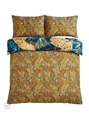 Joe Browns Blue Gilded Peacocks Cotton Sateen Reversible Duvet Set - Image 6 of 6