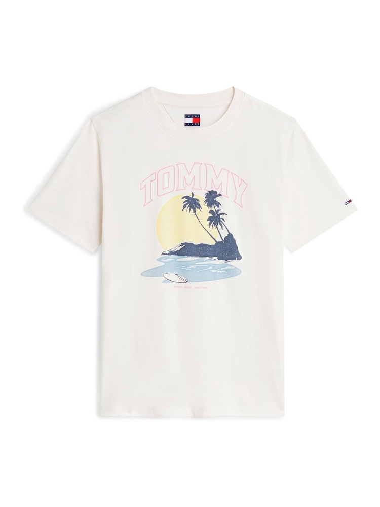 Tommy Jeans White Logo Graphic Relaxed T-Shirt - Image 5 of 5
