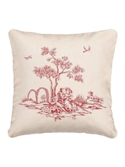 V&A Red Enchanted Garden Toile Cotton Cushion - Image 5 of 5