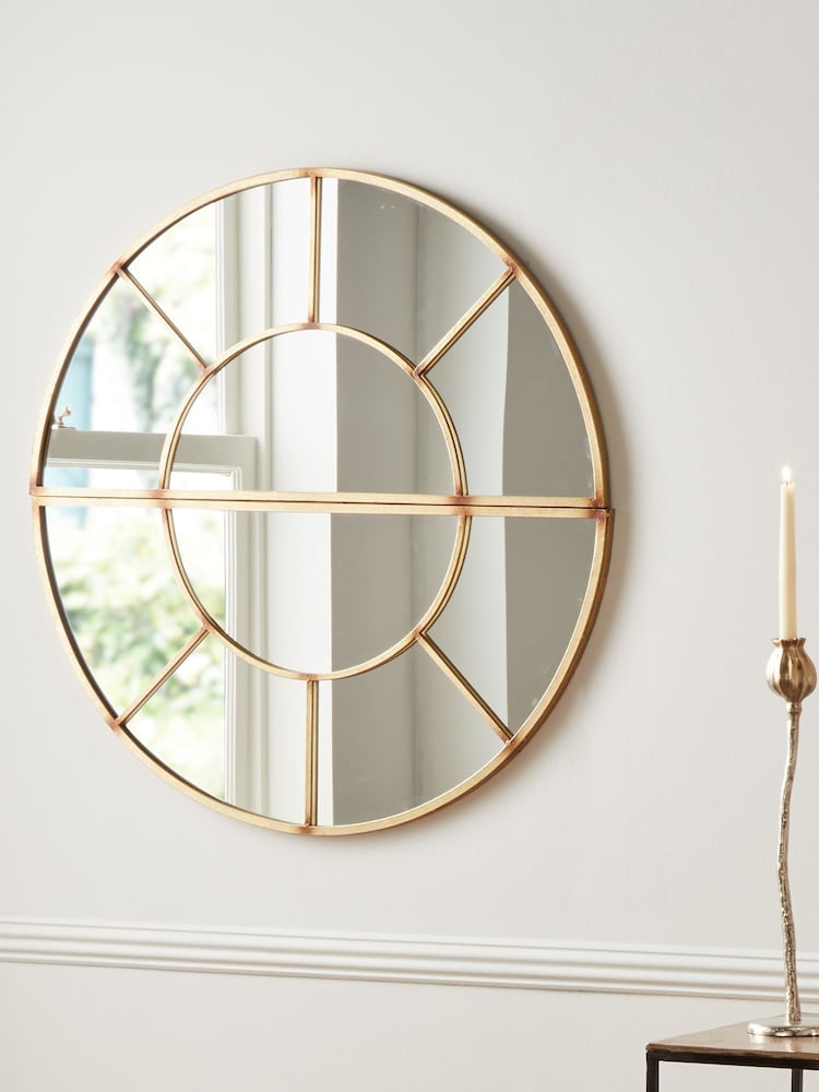 Pacific Gold Antique Gold Metal 2 Oval Section Wall Mirror - Image 1 of 2