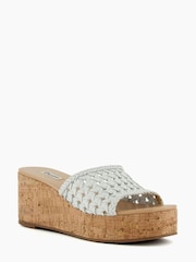 Dune London Katey Brown Lattice Mule Wedges - Image 3 of 6