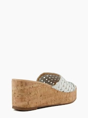 Dune London Katey Brown Lattice Mule Wedges - Image 4 of 6