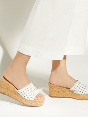 Dune London Katey Brown Lattice Mule Wedges - Image 6 of 6
