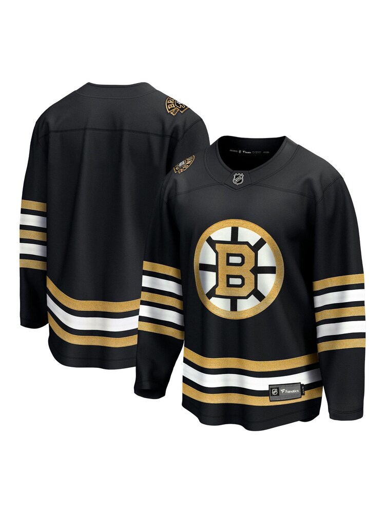 Fanatics NHL Boston Bruins Replica Breakaway Home Anniversary Black Jersey - Image 1 of 3