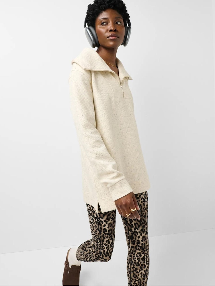 Sweaty Betty Nude Tranquil Rib Half Zip Longline Sweatshirt - Image 1 of 6 Sweaty Betty Nude Tranquil Rib Half Zip Longline Sweatshirt - Image 1 of 6