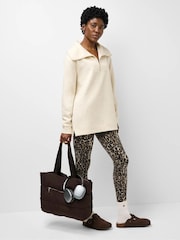 Sweaty Betty Nude Tranquil Rib Half Zip Longline Sweatshirt - Image 3 of 6