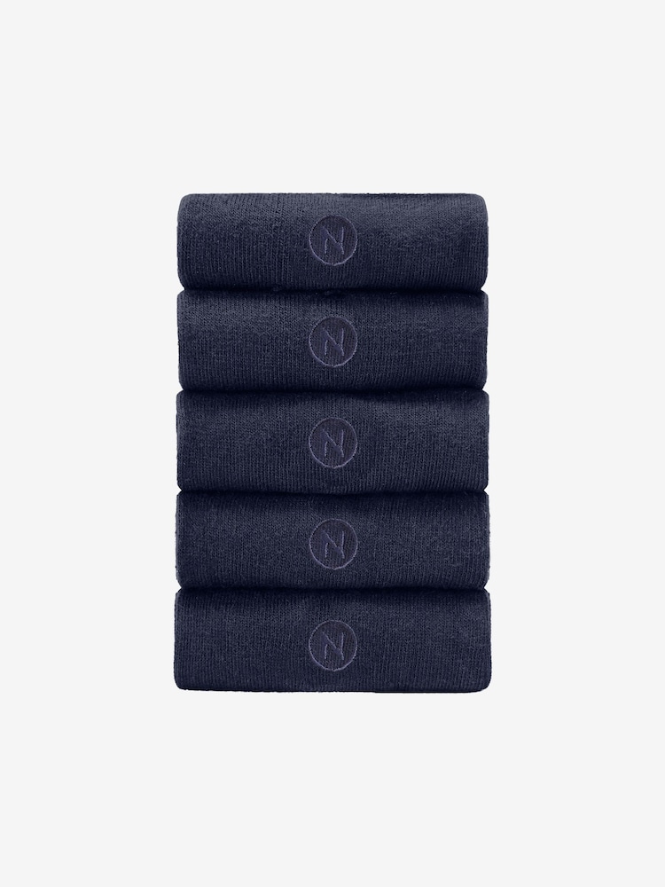Navy Blue Logo 5 Pack Embroidered Lasting Fresh Socks - Image 1 of 4