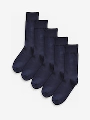 Navy Blue Logo 5 Pack Embroidered Lasting Fresh Socks - Image 2 of 4