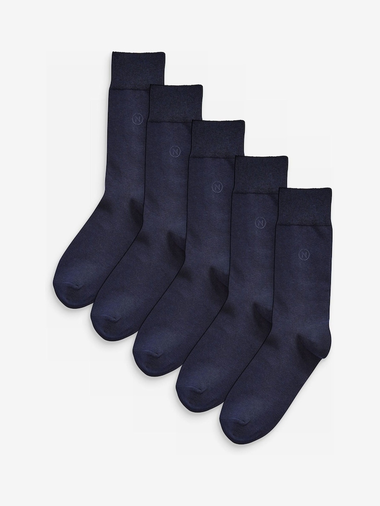 Navy Blue Logo 5 Pack Embroidered Lasting Fresh Socks - Image 2 of 4