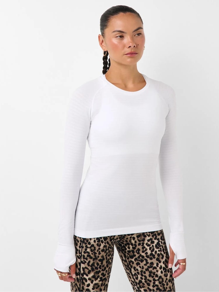 Hvit - Sweaty Betty Athlete Teksturert Stripete Langermet Topp - Bilde 2 av 6
