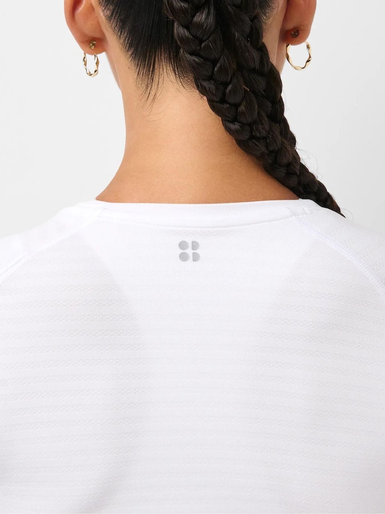 Hvit - Sweaty Betty Athlete Teksturert Stripete Langermet Topp - Bilde 6 av 6