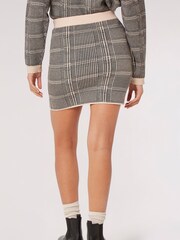 Apricot Grey Knit Prince Of Wales Mini Skirt - Image 2 of 4