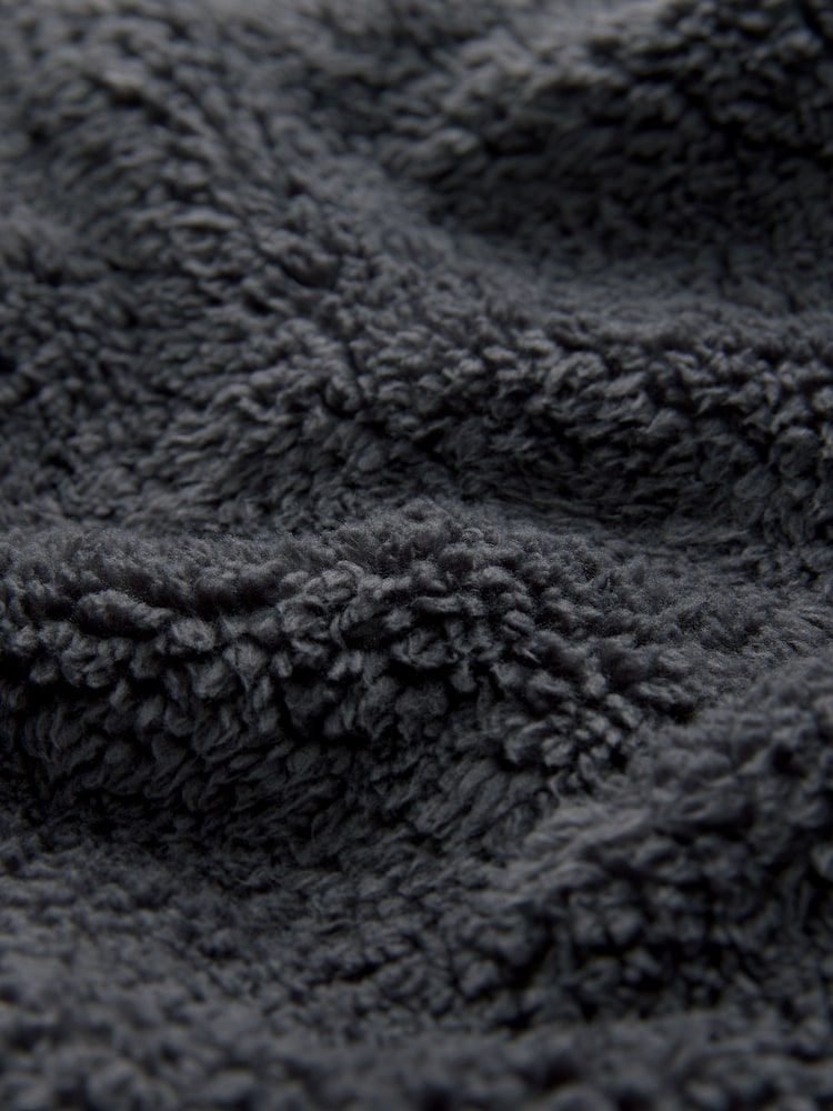 Slate Grey Fleece Borg Zip Through Hoodie - Image 9 of 9