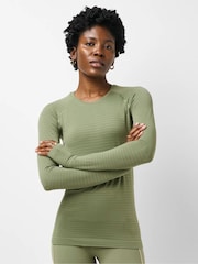 Bracken Green - Sweaty Betty Athlete Teksturert Stripete Langermet Topp - Bilde 2 av 6