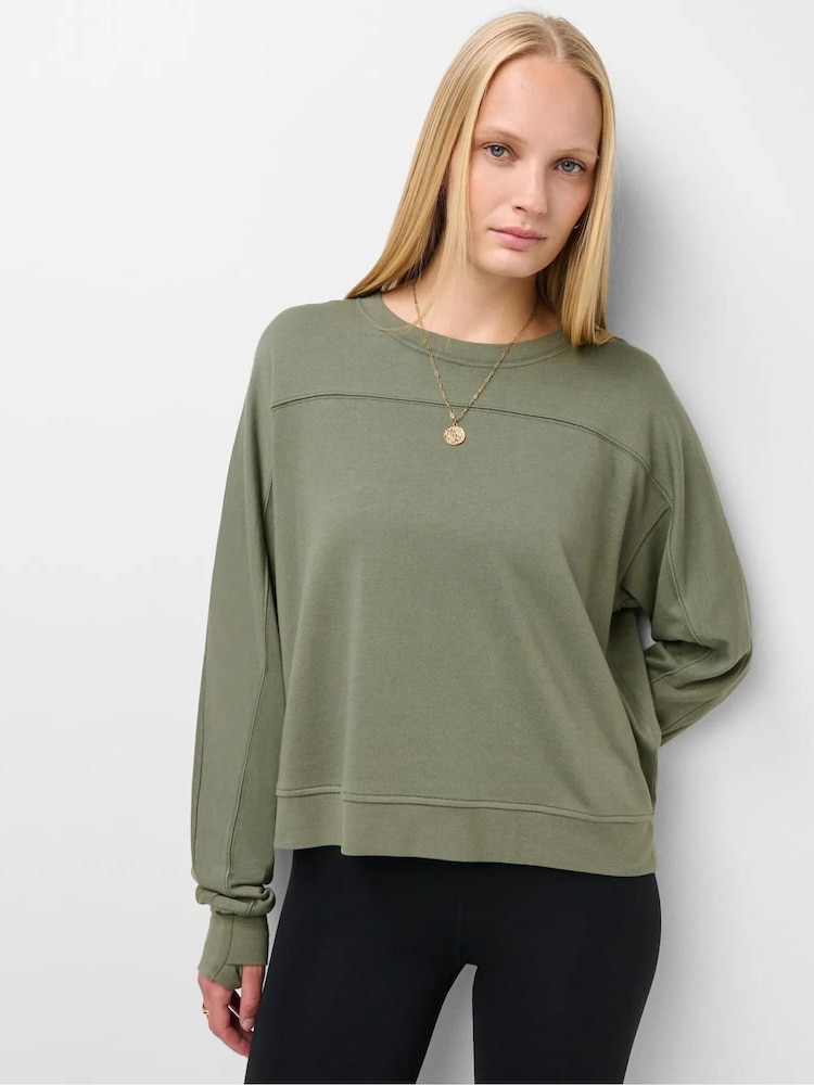 Grøn - Sweaty Betty After Class Seam Detail Crop Sweatshirt - Billede 1 af 6