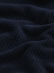 Navy Blue Overhead Fleece Borg Lined Textured Hoodie - Image 9 of 10