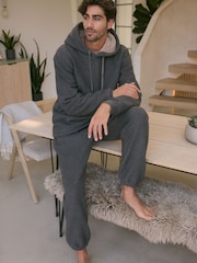 Slate Grey Fleece Borg Lined Brushed Hoodie - Image 4 of 10
