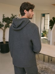 Slate Grey Fleece Borg Lined Brushed Hoodie - Image 5 of 10