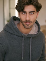 Slate Grey Fleece Borg Lined Brushed Hoodie - Image 6 of 10