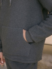 Slate Grey Fleece Borg Lined Brushed Hoodie - Image 7 of 10