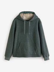 Slate Grey Fleece Borg Lined Brushed Hoodie - Image 8 of 10