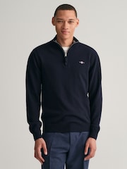 GANT Marine Blue Superfine Lambswool Quarter Zip Jumper - Image 1 of 5