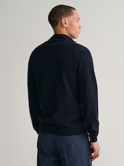 GANT Marine Blue Superfine Lambswool Quarter Zip Jumper - Image 2 of 5