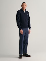 GANT Marine Blue Superfine Lambswool Quarter Zip Jumper - Image 3 of 5