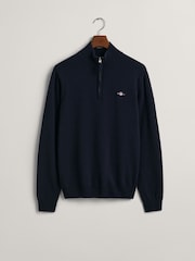 GANT Marine Blue Superfine Lambswool Quarter Zip Jumper - Image 5 of 5