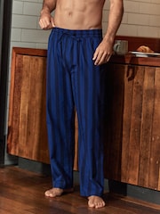 Navy Blue 100% Cotton Stripe Woven Pyjama Bottoms - Image 2 of 5