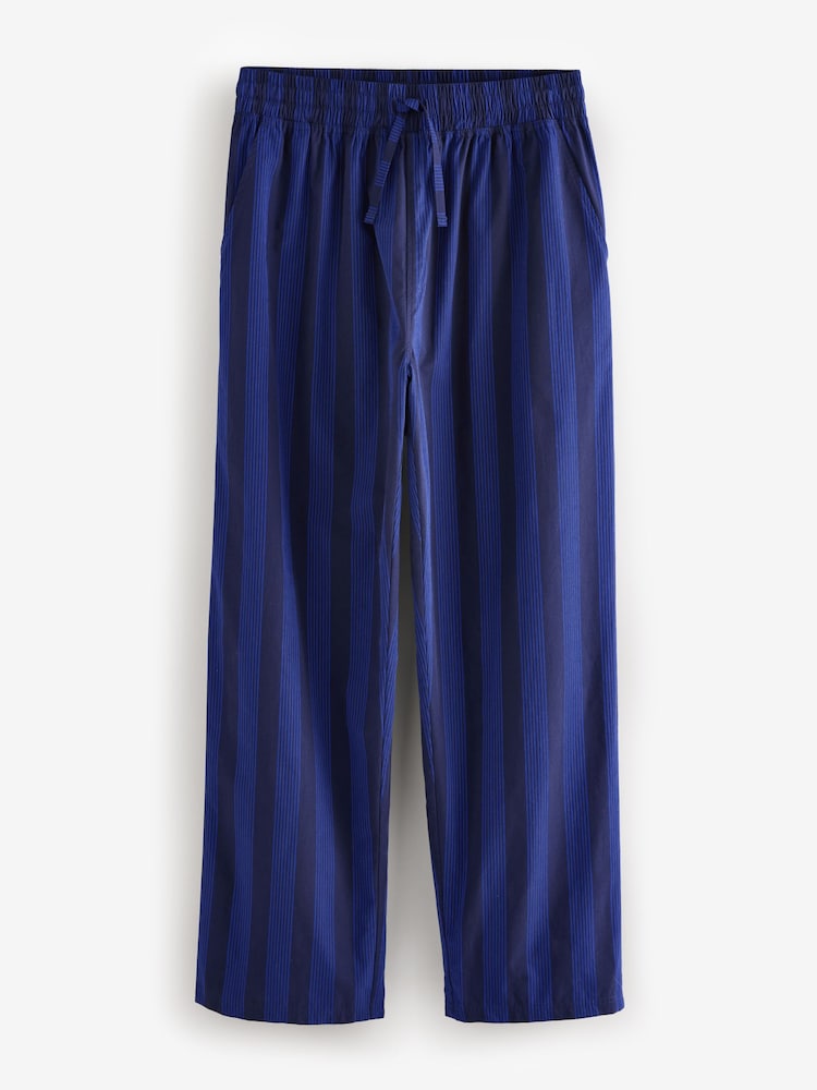 Bleumarin albastru - 100% Pantalon de pijama țesut Dungă din bumbac - Image 3 of 5