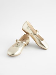 Gold Metallic Leather Mary Jane Occasion Shoes - Image 1 of 6