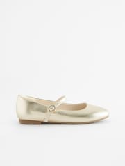 Gold Metallic Leather Mary Jane Occasion Shoes - Image 3 of 6