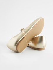 Gold Metallic Leather Mary Jane Occasion Shoes - Image 4 of 6