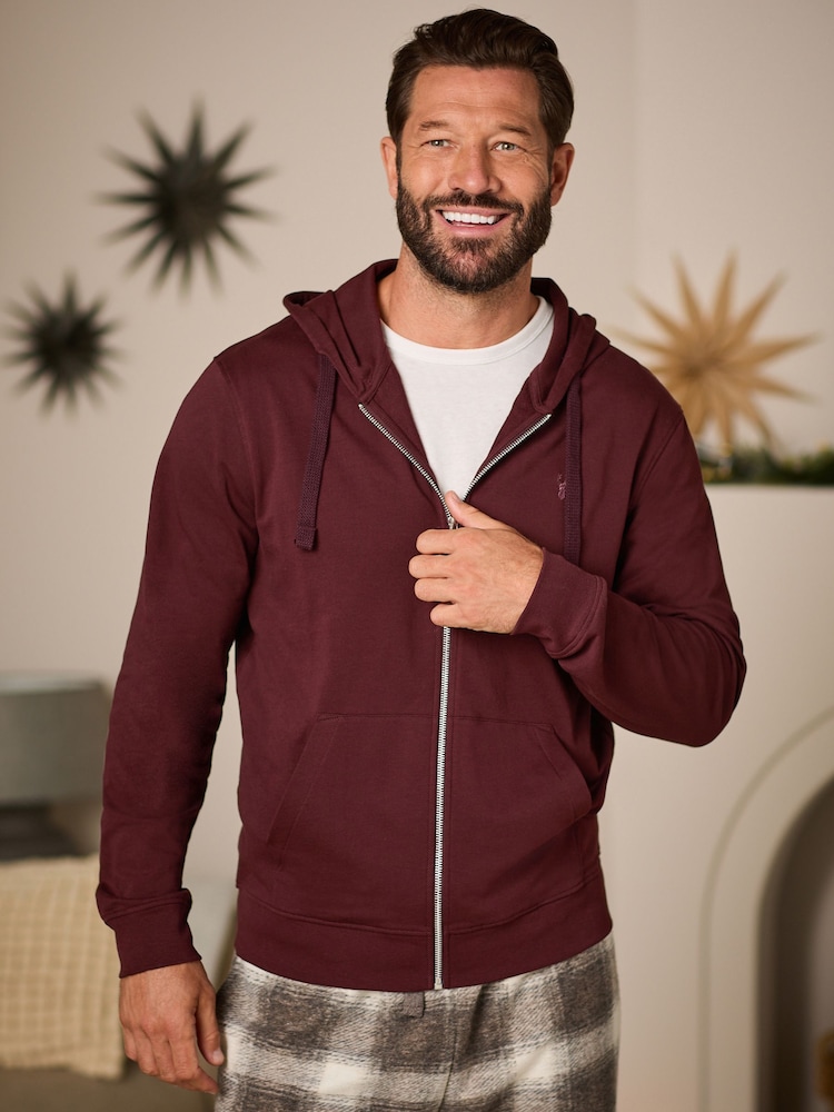 Fig Brown 100% Cotton Lightweight Zip Up Hoodie - Image 1 of 9