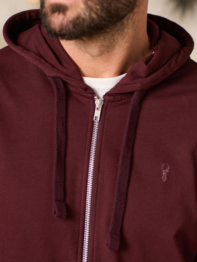 Figue Marron - 100% Cotton Lightweight Zip Up Sweat-shirt à capuche - Image 4 of 9