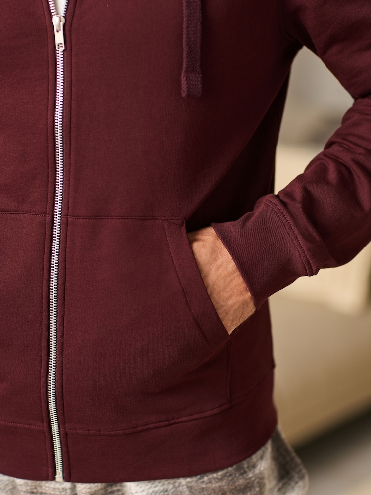 Figue Marron - 100% Cotton Lightweight Zip Up Sweat-shirt à capuche - Image 5 of 9