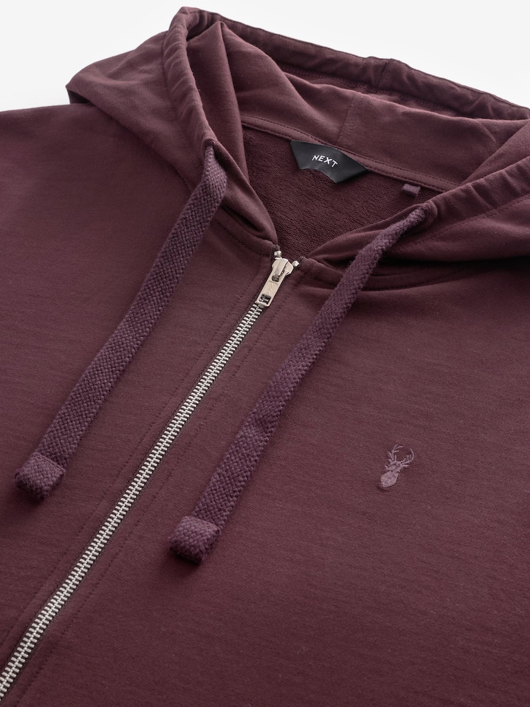 Figue Marron - 100% Cotton Lightweight Zip Up Sweat-shirt à capuche - Image 8 of 9