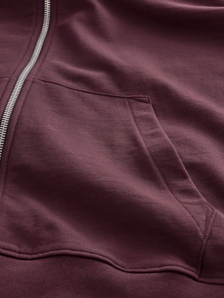 Fig Brown 100% Cotton Lightweight Zip Up Hoodie - Image 9 of 9