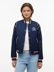 Tommy Jeans Blue Crest Embroidery Varsity Jacket - Image 1 of 5